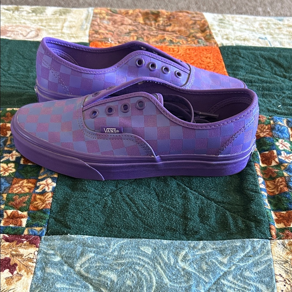 Vans Purple Checkerboard Slip-On Style Sneakers - Picture 3 of 7
